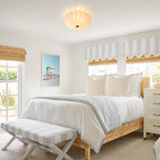 Nordic 3-Light Crema Vetro Fiore Satinato Scalloped Semi Flush Mount