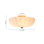 Nordic 3-Light Crema Vetro Fiore Satinato Scalloped Semi Flush Mount