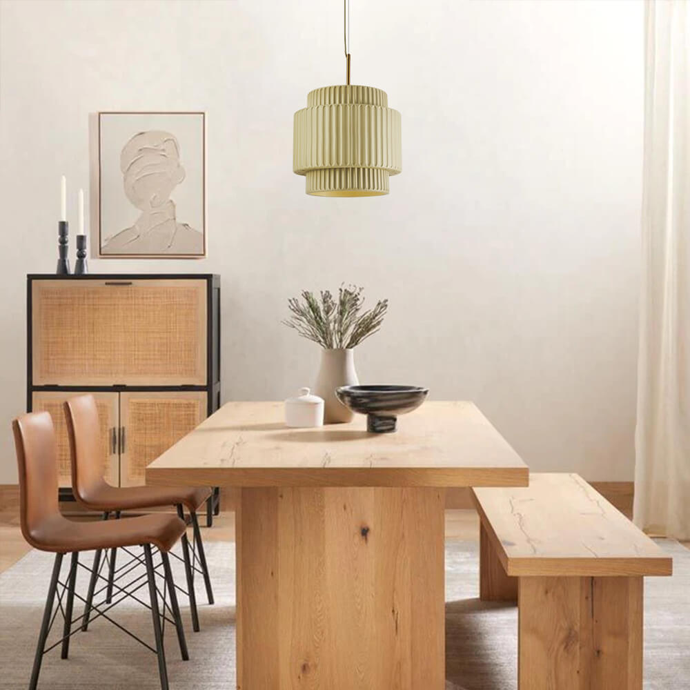 Lampada a sospensione a tamburo a 1 luce in stile Nordic Cream