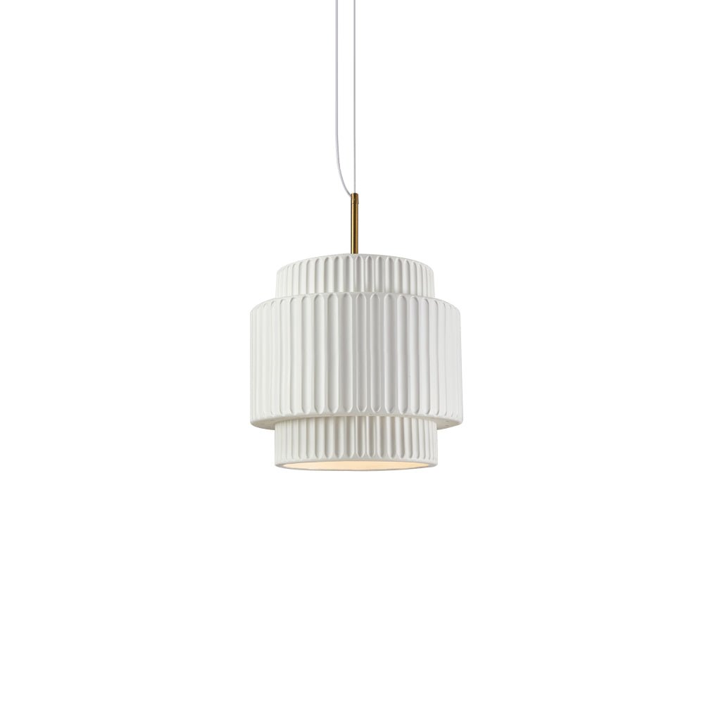 Lampada a sospensione a tamburo a 1 luce in stile Nordic Cream