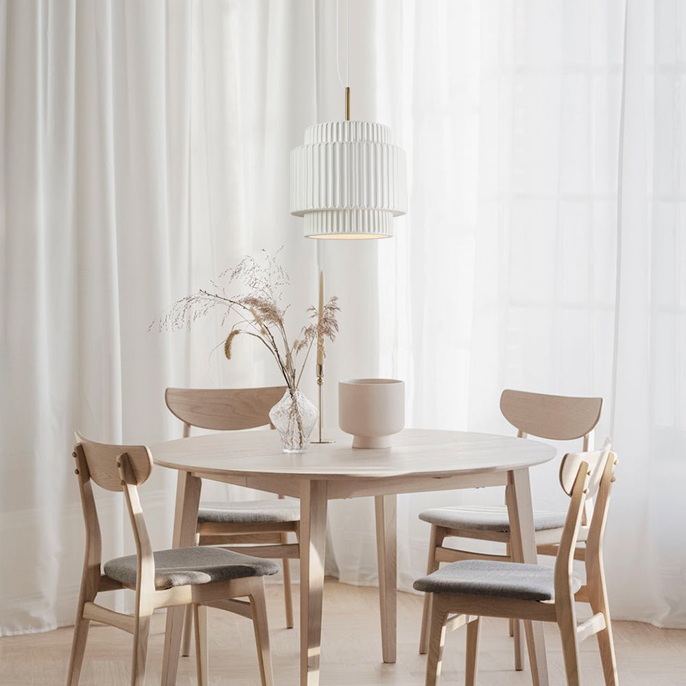 Lampada a sospensione a tamburo a 1 luce in stile Nordic Cream