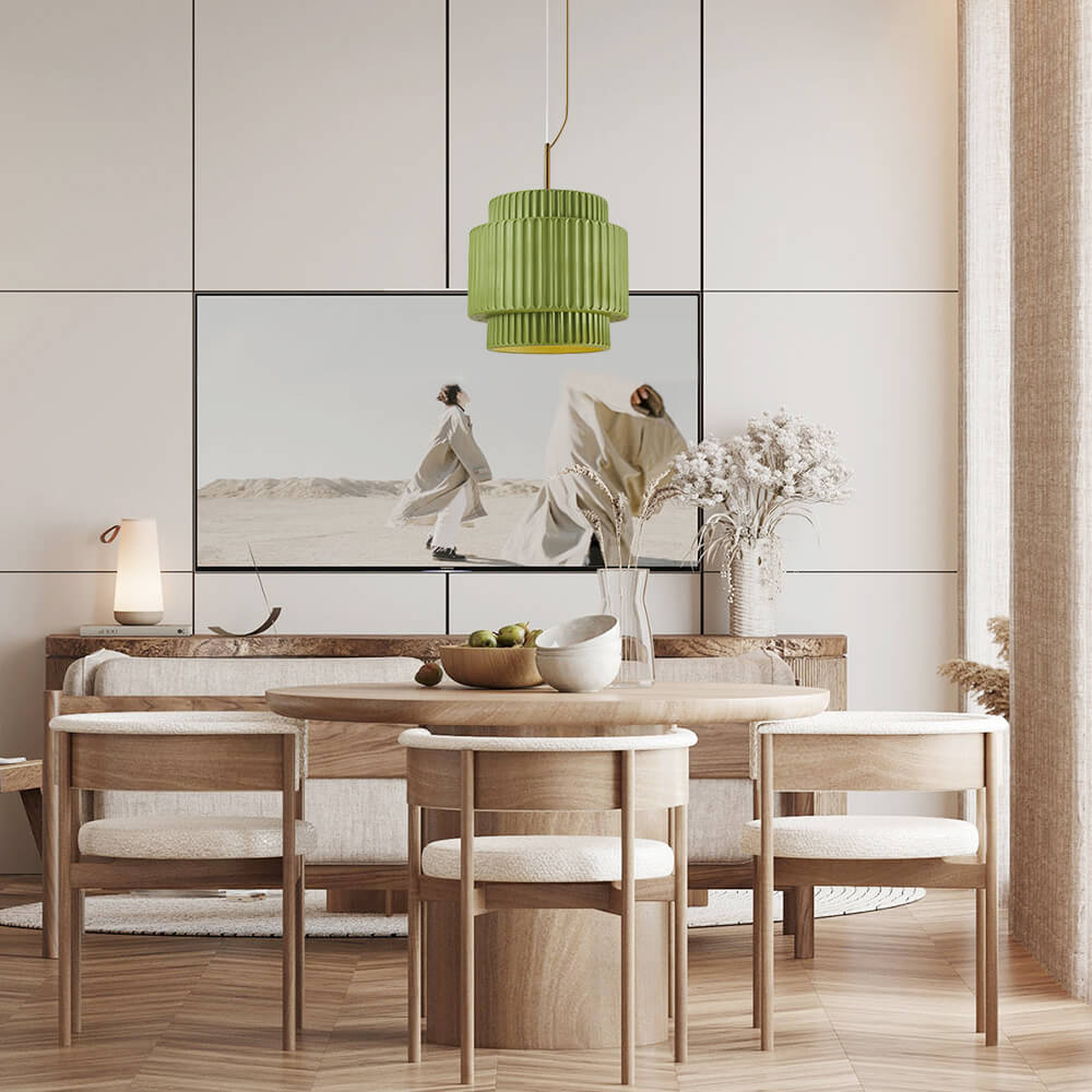 Lampada a sospensione a tamburo a 1 luce in stile Nordic Cream