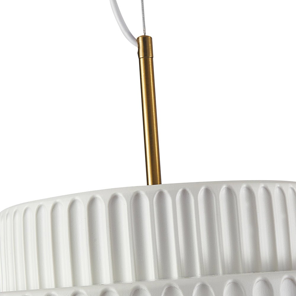 Lampada a sospensione a tamburo a 1 luce in stile Nordic Cream