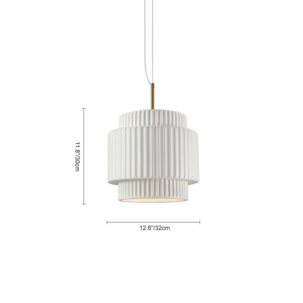 Lampada a sospensione a tamburo a 1 luce in stile Nordic Cream