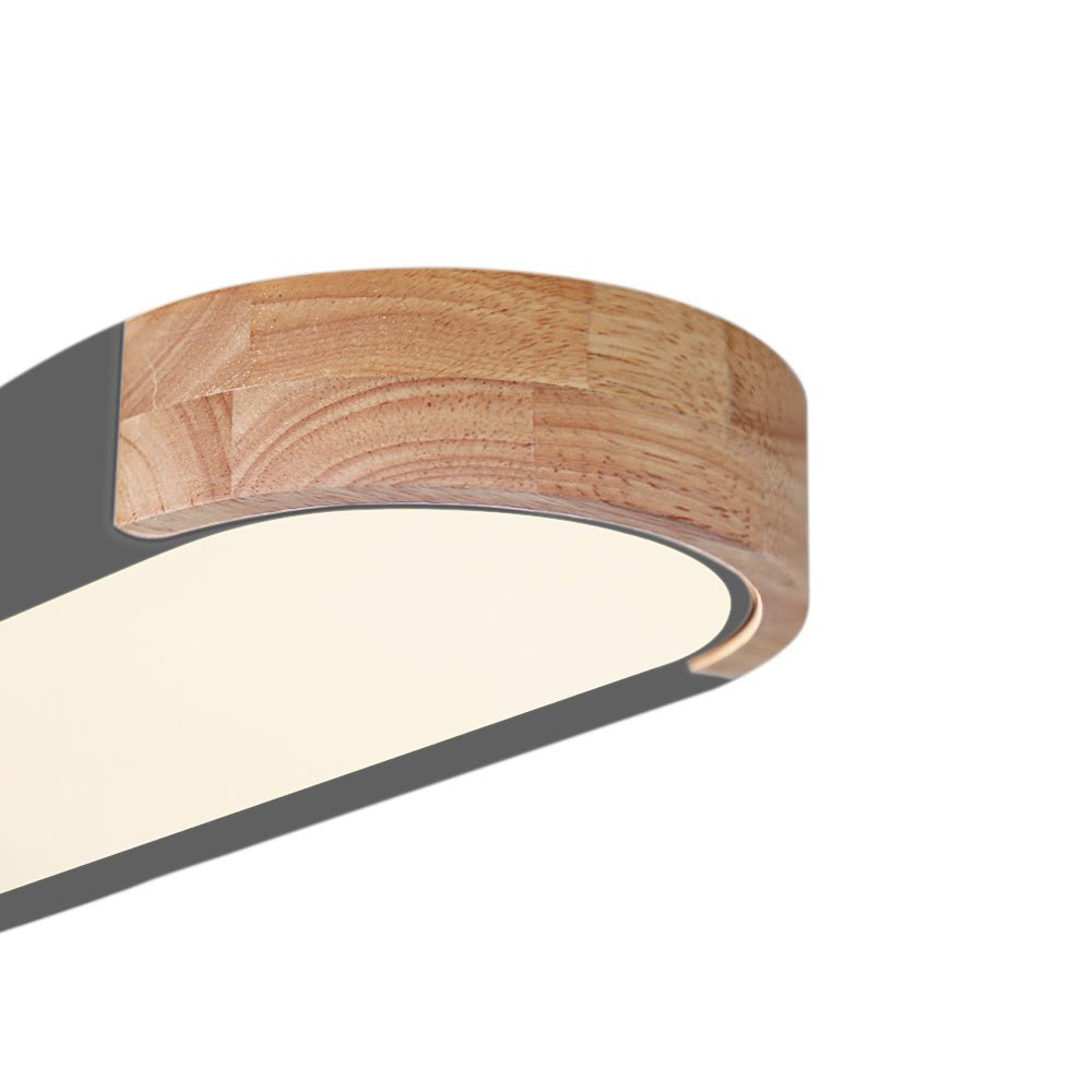 Plafoniera LED Ovale con Accento in Legno
