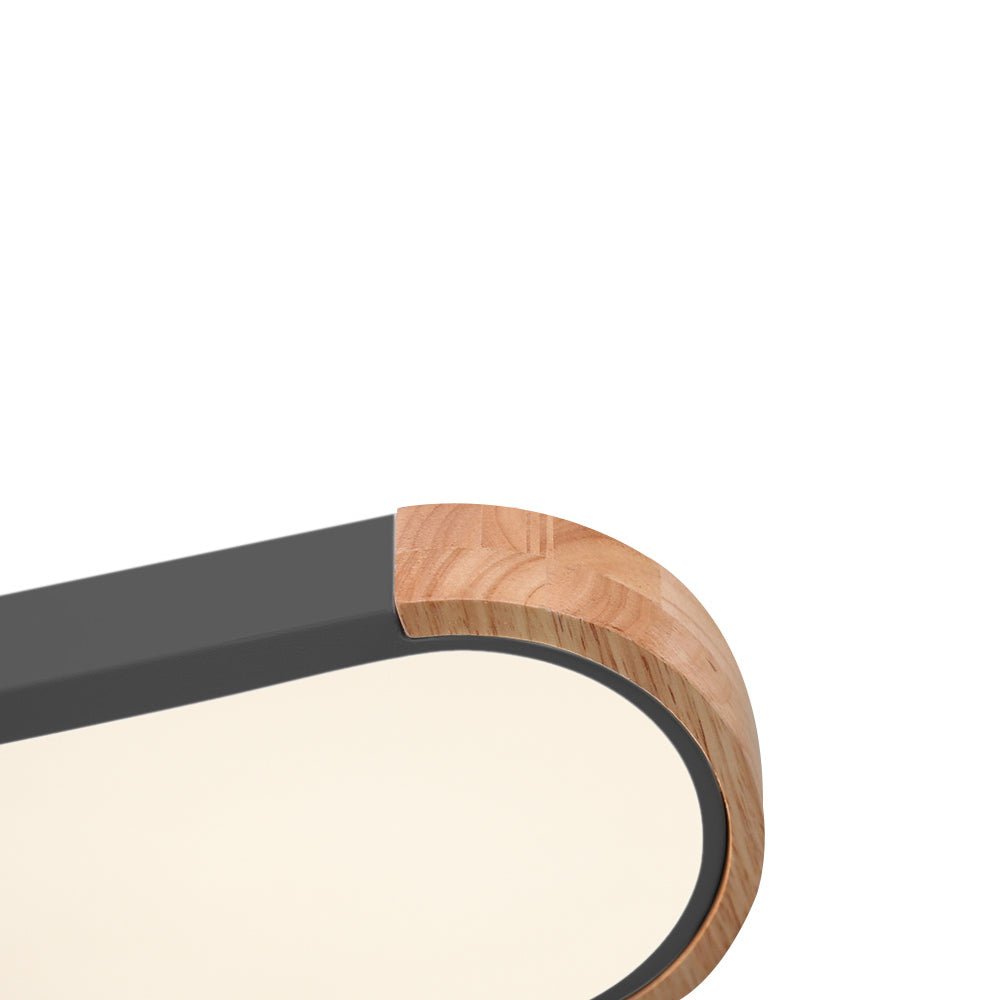 Plafoniera LED Ovale con Accento in Legno