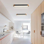 Plafoniera LED Ovale con Accento in Legno