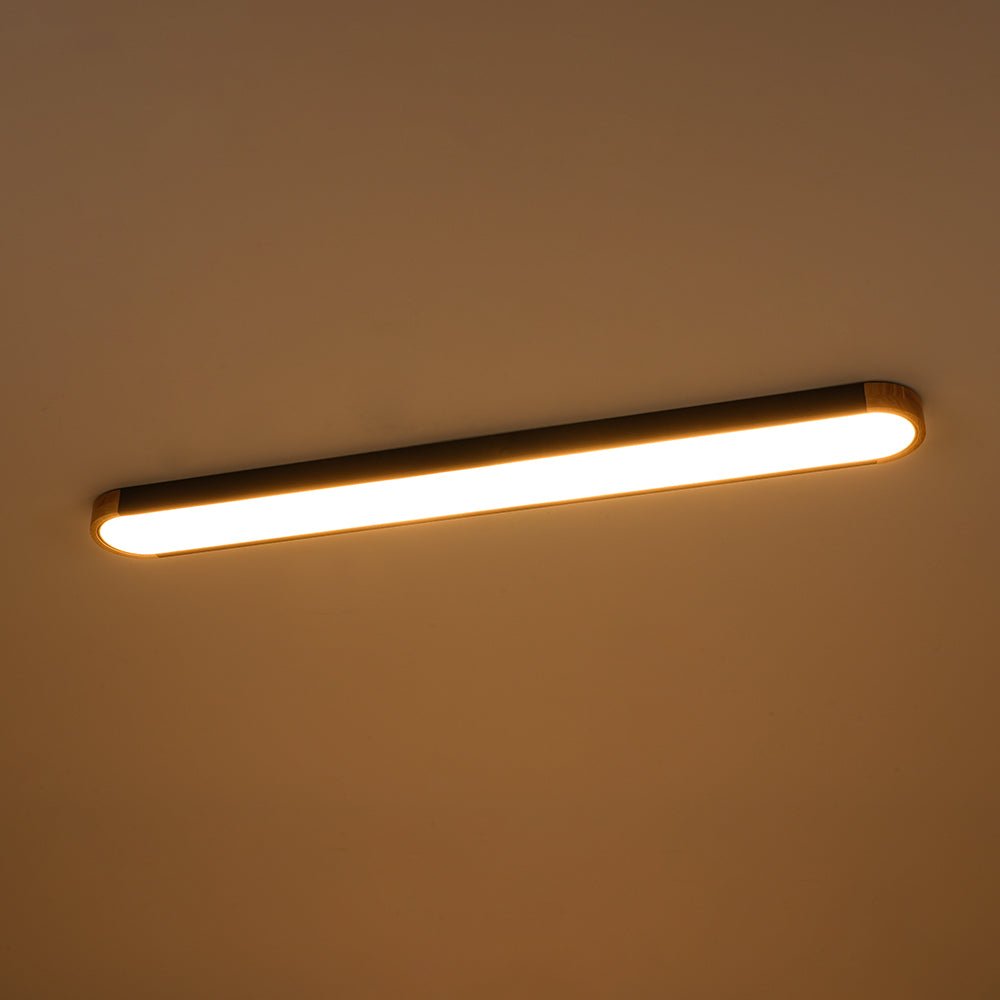 Plafoniera LED Ovale con Accento in Legno