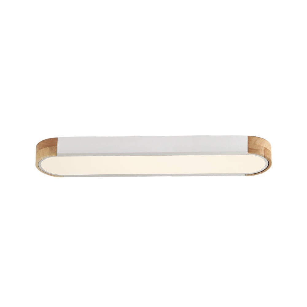 Plafoniera LED Ovale con Accento in Legno