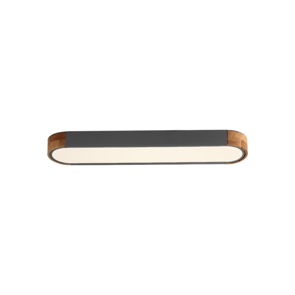Plafoniera LED Ovale con Accento in Legno