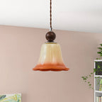 Lampada a sospensione in vetro a forma di fiore con gradiente a 1 luce
