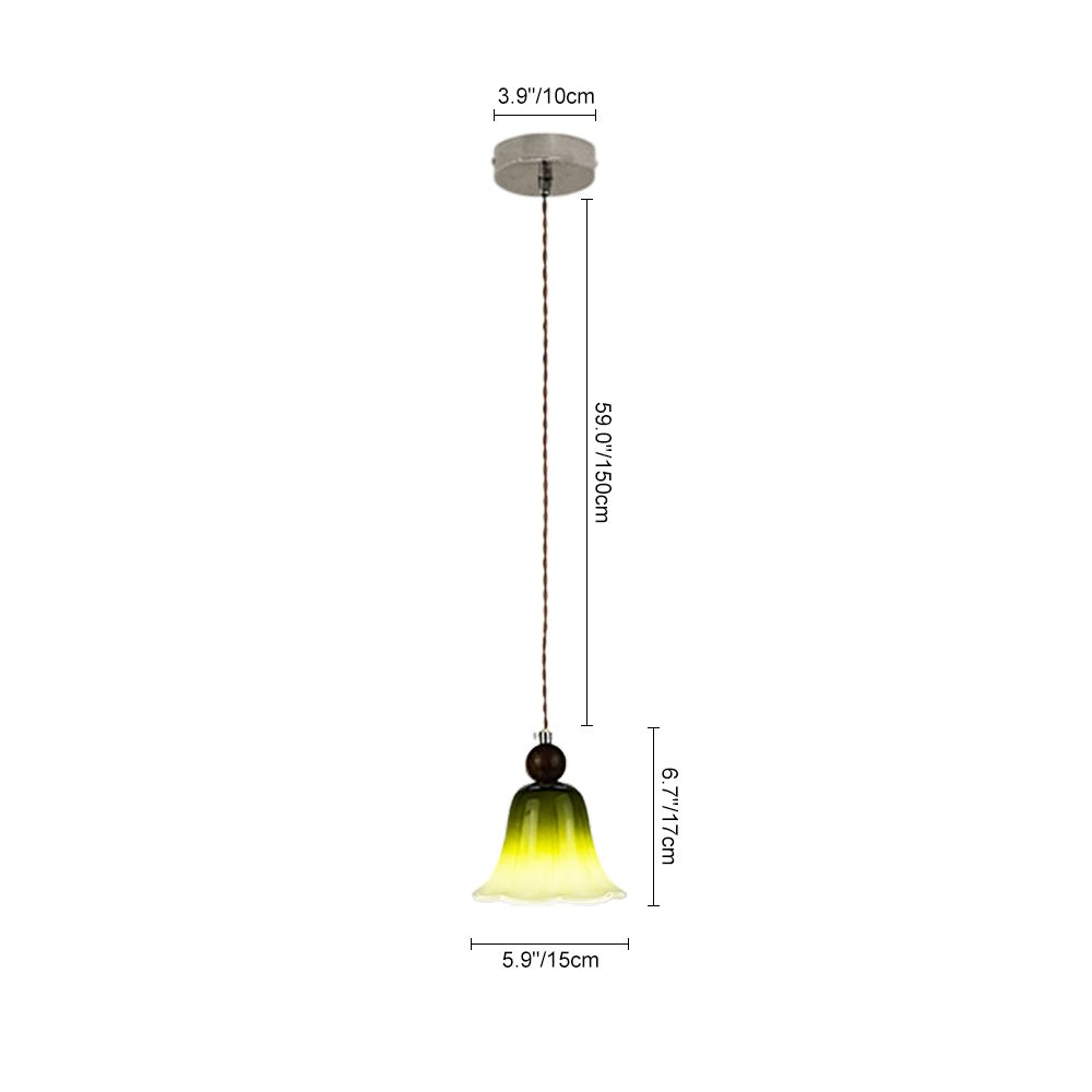 Lampada a sospensione in vetro a forma di fiore con gradiente a 1 luce
