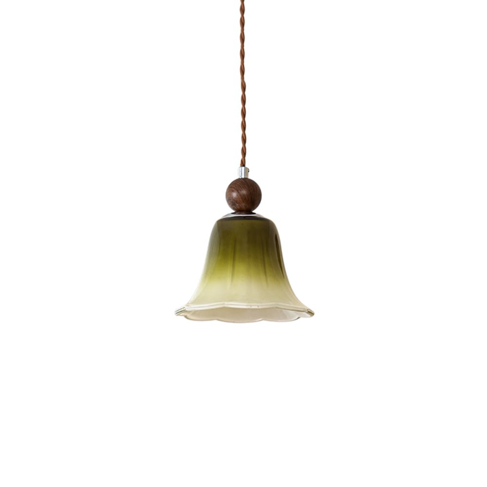 Lampada a sospensione in vetro a forma di fiore con gradiente a 1 luce