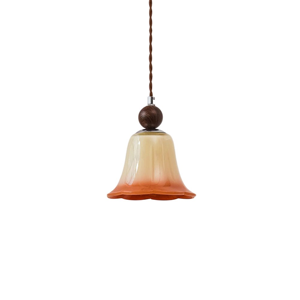 Lampada a sospensione in vetro a forma di fiore con gradiente a 1 luce
