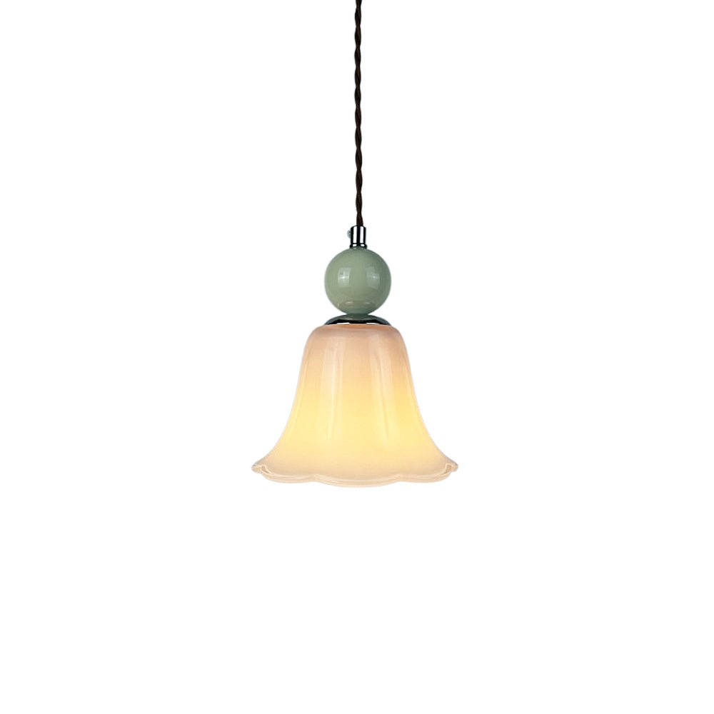 Lampada a sospensione in vetro a forma di fiore con gradiente a 1 luce