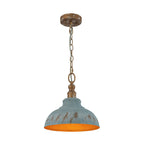 Retro 1-Light Handcrafted Paint Dome Pendant Light