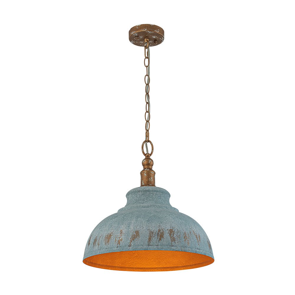 Retro 1-Light Handcrafted Paint Dome Pendant Light