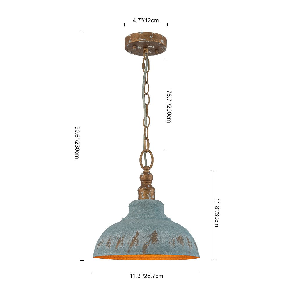Retro 1-Light Handcrafted Paint Dome Pendant Light