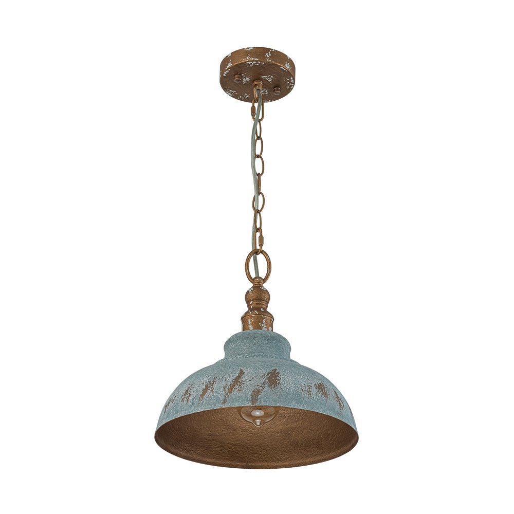 Retro 1-Light Handcrafted Paint Dome Pendant Light