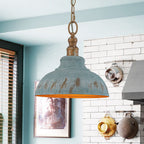Retro 1-Light Handcrafted Paint Dome Pendant Light