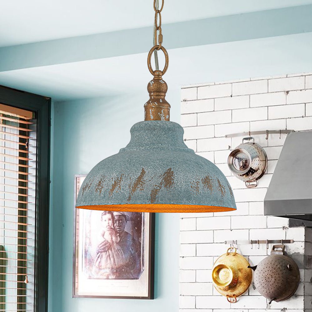 Retro 1-Light Handcrafted Paint Dome Pendant Light
