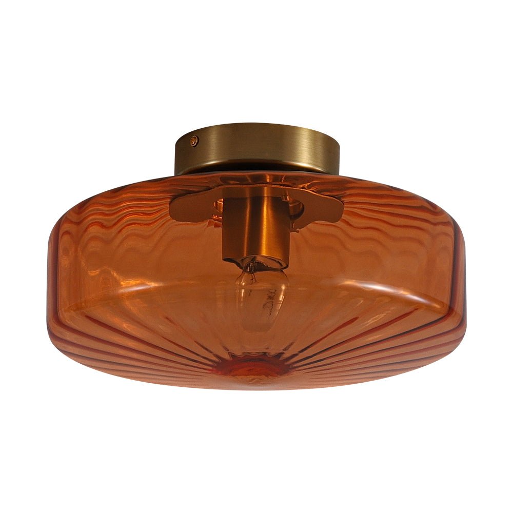 Retro 1-Luce Lampada a Soffitto Semincasso in Vetro Rigato Stile Scuola