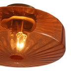 Retro 1-Luce Lampada a Soffitto Semincasso in Vetro Rigato Stile Scuola
