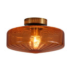 Retro 1-Luce Lampada a Soffitto Semincasso in Vetro Rigato Stile Scuola