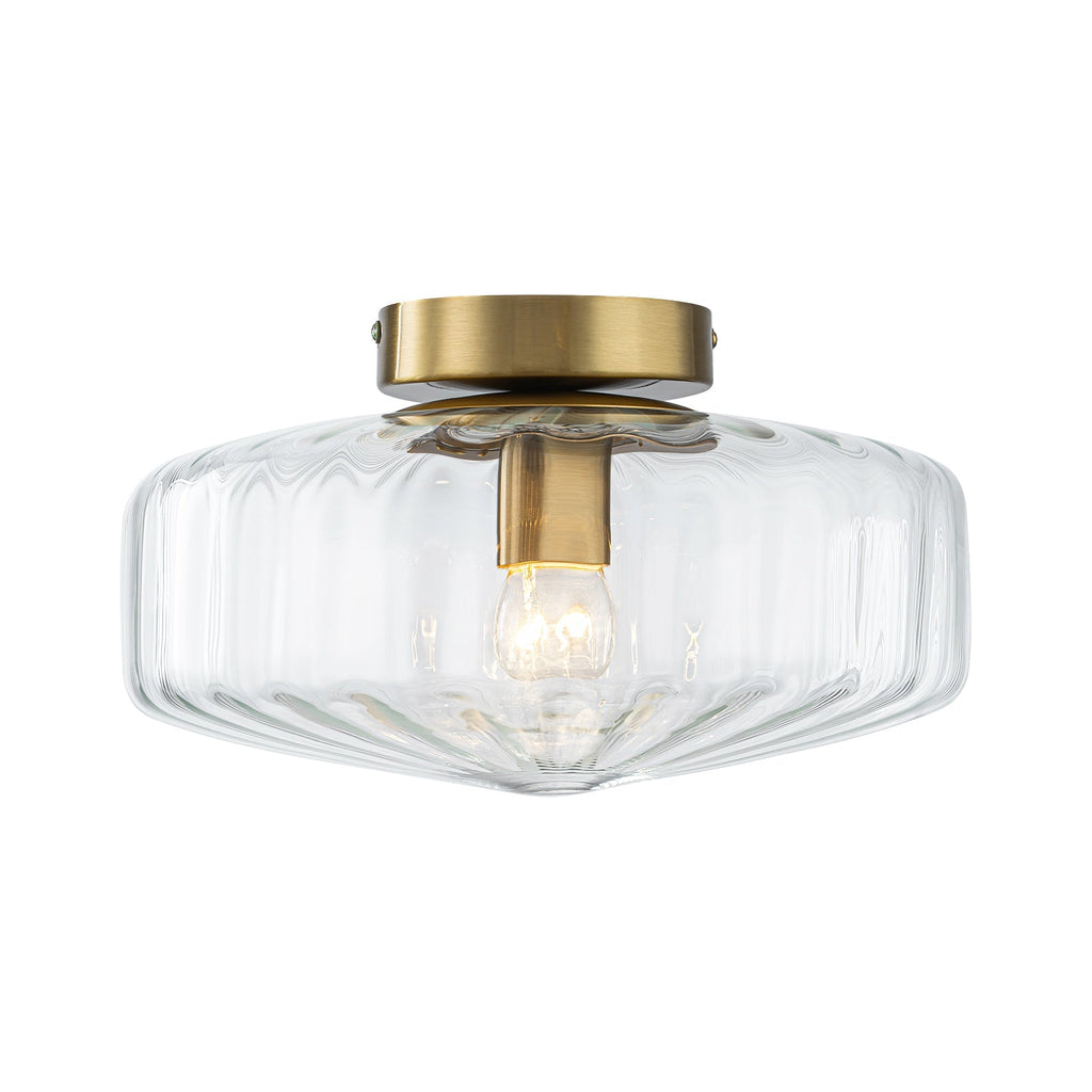 Retro 1-Luce Lampada a Soffitto Semincasso in Vetro Rigato Stile Scuola