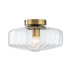 Retro 1-Luce Lampada a Soffitto Semincasso in Vetro Rigato Stile Scuola