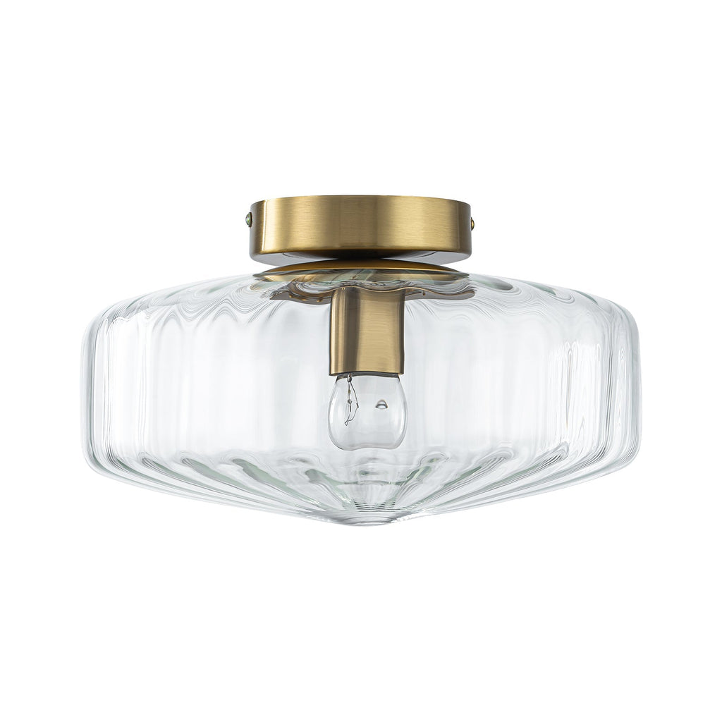 Retro 1-Luce Lampada a Soffitto Semincasso in Vetro Rigato Stile Scuola