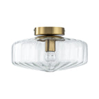 Retro 1-Luce Lampada a Soffitto Semincasso in Vetro Rigato Stile Scuola