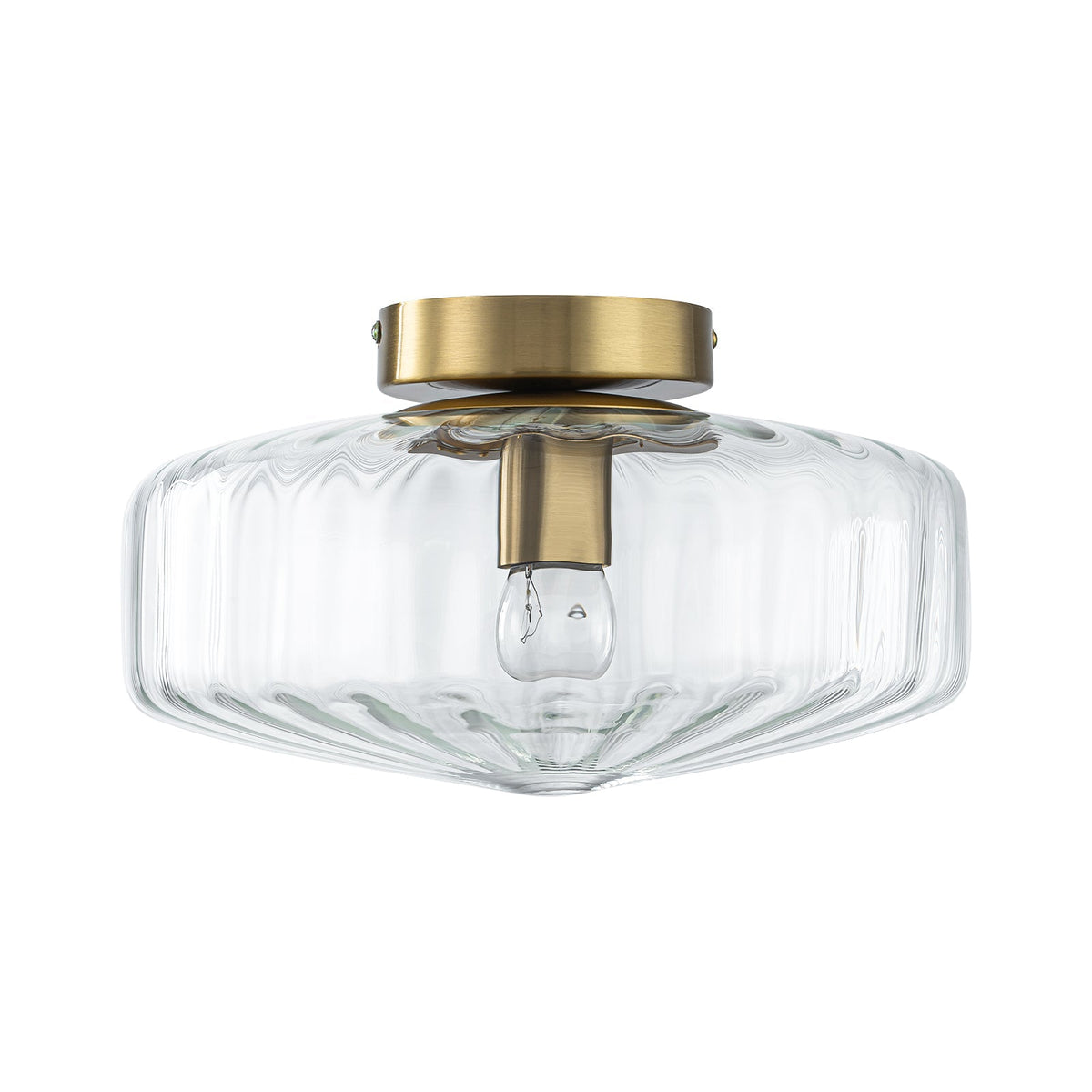 Retro 1-Luce Lampada a Soffitto Semincasso in Vetro Rigato Stile Scuola