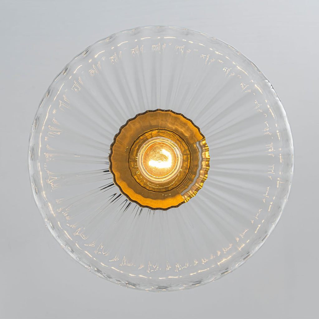 Retro 1-Luce Lampada a Soffitto Semincasso in Vetro Rigato Stile Scuola