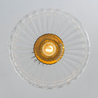 Retro 1-Luce Lampada a Soffitto Semincasso in Vetro Rigato Stile Scuola
