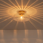 Retro 1-Luce Lampada a Soffitto Semincasso in Vetro Rigato Stile Scuola