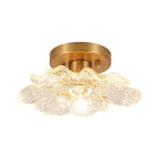 Retro Francese 1-Light Vetro Petalo di Peonia con Finiture Dorate Semi Flush Mount
