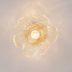 Retro Francese 1-Light Vetro Petalo di Peonia con Finiture Dorate Semi Flush Mount