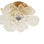 Retro Francese 1-Light Vetro Petalo di Peonia con Finiture Dorate Semi Flush Mount