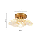 Retro Francese 1-Light Vetro Petalo di Peonia con Finiture Dorate Semi Flush Mount
