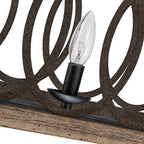 Lampadario Rettangolare in Legno con 3 Luci Stile Rustico per Isola Cucina