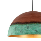 Lampadario a Cupola in Rame e Verde 1 Luce Stile Rustico