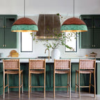 Lampadario a Cupola in Rame e Verde 1 Luce Stile Rustico
