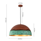 Lampadario a Cupola in Rame e Verde 1 Luce Stile Rustico