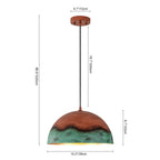 Lampadario a Cupola in Rame e Verde 1 Luce Stile Rustico