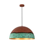 Lampadario a Cupola in Rame e Verde 1 Luce Stile Rustico