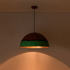 Lampadario a Cupola in Rame e Verde 1 Luce Stile Rustico