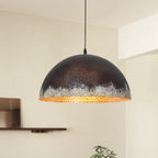 Lampada a sospensione a cupola in metallo martellato rusty a 1 luce