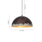 Lampada a sospensione a cupola in metallo martellato rusty a 1 luce