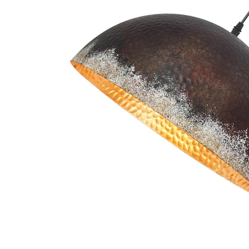 Lampada a sospensione a cupola in metallo martellato rusty a 1 luce